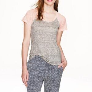 J Crew 100% Linen Colorblock Tee Pink & Gray | Size XS | NWT